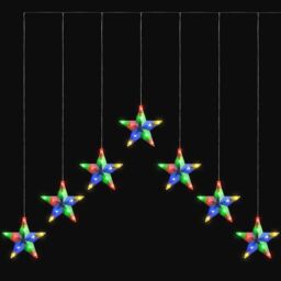 Christow Christmas Curtain Lights LED Star Window Decoration Battery Timer H90cm x W84cm - thumbnail 2