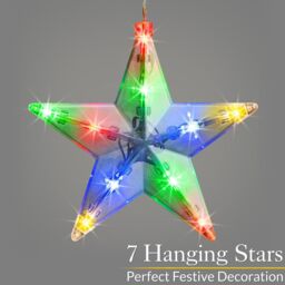 Christow Christmas Curtain Lights LED Star Window Decoration Battery Timer H90cm x W84cm - thumbnail 3