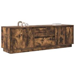 Berkfield Home TV Cabinet with LED Lights Smoked Oak 160.5x41x50 cm in Brown - thumbnail 5