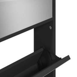 Berkfield Home Shoe Cabinet with Mirror 4-Layer Black 63x17x134 cm - Size: 63 x 17 x 134 cm - thumbnail 9