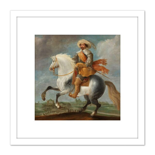 Artery8 Van Hillegaert Portrait Prince Frederick Henry 8X8 Inch Square Wooden Framed Wall Art Print Picture with Mount in White - image 1