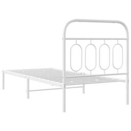 Berkfield Home Metal Bed Frame without Mattress with Headboard White 90x190cm - Size: 90x190 cm - thumbnail 6