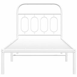 Berkfield Home Metal Bed Frame without Mattress with Headboard White 90x190cm - Size: 90x190 cm - thumbnail 4
