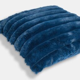 OHS 2 Pack Jumbo Soft Faux Fur Ribbed Decorative Square Cushion Covers in Navy - Size: 45 cm x 45 cm - thumbnail 5