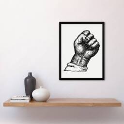 Artery8 Clenched Fist Black & White Drawing Gestel Framed Wall Art Print - Size: A4 - thumbnail 2