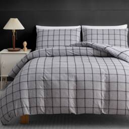 Pamposh Microfibre Duvet Cover Set King Size Reversible Quilt Covers in Grey - Size: Single - thumbnail 2
