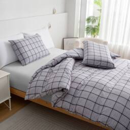 Pamposh Microfibre Duvet Cover Set King Size Reversible Quilt Covers in Grey - Size: Single - thumbnail 6