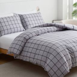 Pamposh Microfibre Duvet Cover Set King Size Reversible Quilt Covers in Grey - Size: Single - thumbnail 3