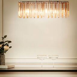 Wyld and Coco Chrome Crystal Chandelier Pendant Light with Adjustable Cord in Silver