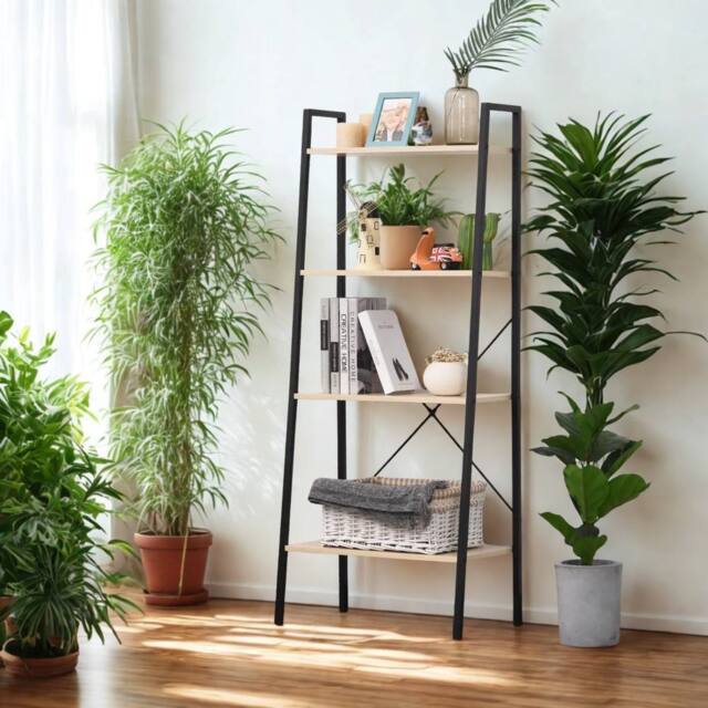 Pirlo Plush 4 Tier Free Standing Ladder Shelf For Living Room Storage Beige - image 1
