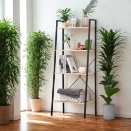 Pirlo Plush 4 Tier Free Standing Ladder Shelf For Living Room Storage Beige - thumbnail 2