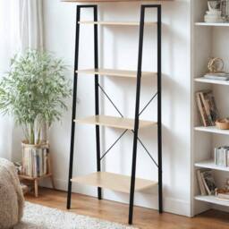 Pirlo Plush 4 Tier Free Standing Ladder Shelf For Living Room Storage Beige - thumbnail 4