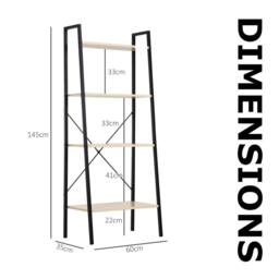 Pirlo Plush 4 Tier Free Standing Ladder Shelf For Living Room Storage Beige - thumbnail 8