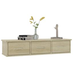 Berkfield Home Wall-mounted Drawer Shelf Sonoma Oak 88x26x18.5 cm Engineered Wood in Brown - thumbnail 3