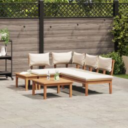 Berkfield Home Garden Bench Set 4 pcs Brown & Cream 2-seater Medium - thumbnail 4