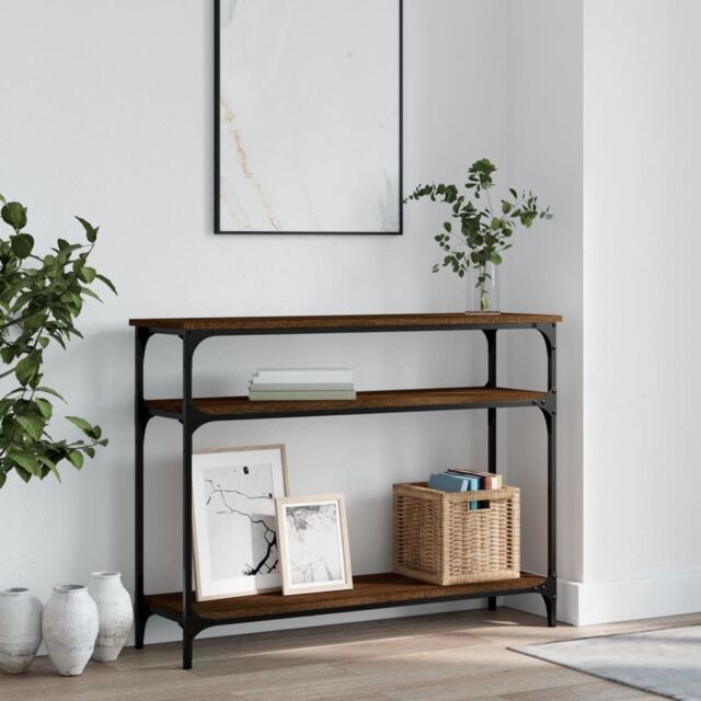 Berkfield Home Console Table Brown Oak 100x29x75 cm Engineered Wood - Size: 100 x 29 x 75 cm - image 1