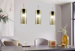 Loops Pendant Light Colour Satin Nickel Shade Gold Color Glass Vaporized E27 3x15W in Metallics - thumbnail 3