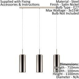 Loops Pendant Light Colour Satin Nickel Shade Gold Color Glass Vaporized E27 3x15W in Metallics - thumbnail 2
