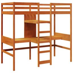 Berkfield Home Loft Bed Frame without Mattress Wax Brown 80x200cm Solid Wood Pine - Size: 80x200 cm - thumbnail 3