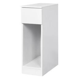 VOGREX White Slim Bedside Cabinet Drawer & Open Shelf