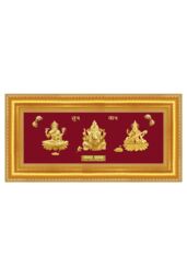 Raina Jewels Women's 24ct Pure Gold Leaf Lakshmi, Ganesha & Saraswati Frame 25.4 x 12.7cm - Size: 25.4 x 12.7 cm - thumbnail 1
