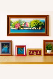 Raina Jewels Women's 24ct Pure Gold Leaf Lakshmi, Ganesha & Saraswati Frame 25.4 x 12.7cm - Size: 25.4 x 12.7 cm - thumbnail 3