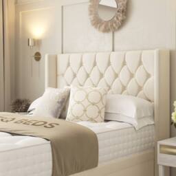 "Bed Choices Deluxe Ottoman Upholstered Divan Bed with 54"" Headboard in Mustard - Size: Super King" - thumbnail 2