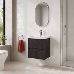 Balterley Chartley Contemporary 2 Drawer Wall Hung Vanity Basin Unit, 500mm in Grey - thumbnail 4