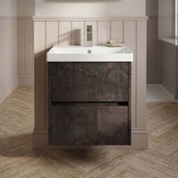Balterley Chartley Contemporary 2 Drawer Wall Hung Vanity Basin Unit, 500mm in Grey - thumbnail 3