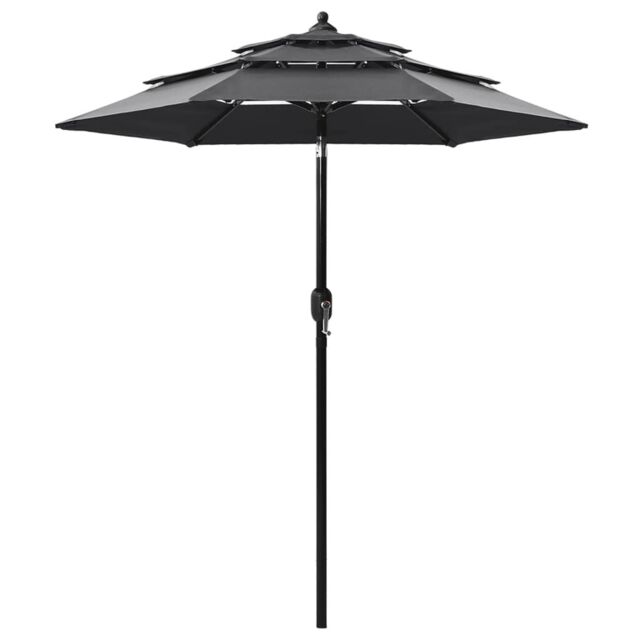 Berkfield Home 3-Tier Parasol with Aluminium Pole Anthracite 2 m in Black - image 1