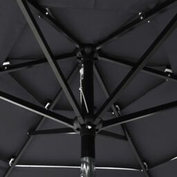 Berkfield Home 3-Tier Parasol with Aluminium Pole Anthracite 2 m in Black - thumbnail 5