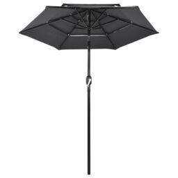 Berkfield Home 3-Tier Parasol with Aluminium Pole Anthracite 2 m in Black - thumbnail 2