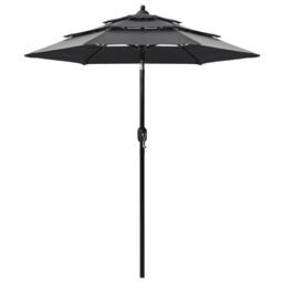 Berkfield Home 3-Tier Parasol with Aluminium Pole Anthracite 2 m in Black - thumbnail 1