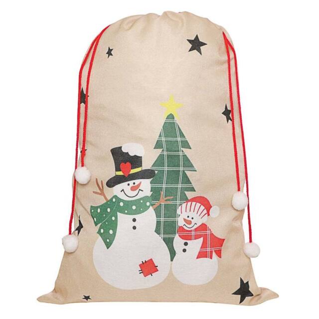 Dibor Beige Giant Snowman Children's Christmas Gift Sack 90cm x 62cm - Size: 90 cm x 62 cm - image 1