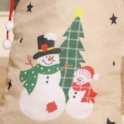 Dibor Beige Giant Snowman Children's Christmas Gift Sack 90cm x 62cm - Size: 90 cm x 62 cm - thumbnail 5