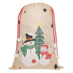 Dibor Beige Giant Snowman Children's Christmas Gift Sack 90cm x 62cm - Size: 90 cm x 62 cm - thumbnail 2