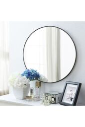 Living and Home 70cm Black Round Bathroom Mirror, Anti-Fog & Explosion-Proof Aluminium Frame, Moisture-Resistant Design - thumbnail 5