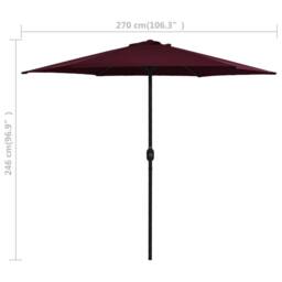 Berkfield Home Outdoor Parasol with Aluminium Pole 270x246 cm Bordeaux Red in Burgundy - thumbnail 6