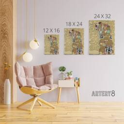 "Artery8 Fulfillment Lovers Embrace Painting Canvas Wall Art Print Klimt in Gold - Size: W18"" x H24""" - thumbnail 4