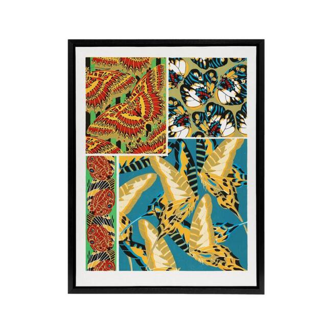 "Artery8 Vintage Butterflies Bright Pattern Framed Canvas Wall Art Print Seguy - Size: W12"" x H16""" - image 1