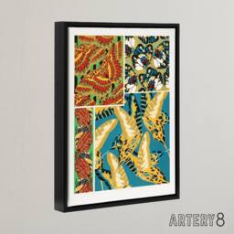 "Artery8 Vintage Butterflies Bright Pattern Framed Canvas Wall Art Print Seguy - Size: W12"" x H16""" - thumbnail 2