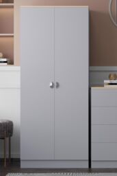 FWStyle Esher 2 Door Wardrobe Grey & Oak Double Wardrobe (H) 180 (W) 75 (D) 40cm - thumbnail 4