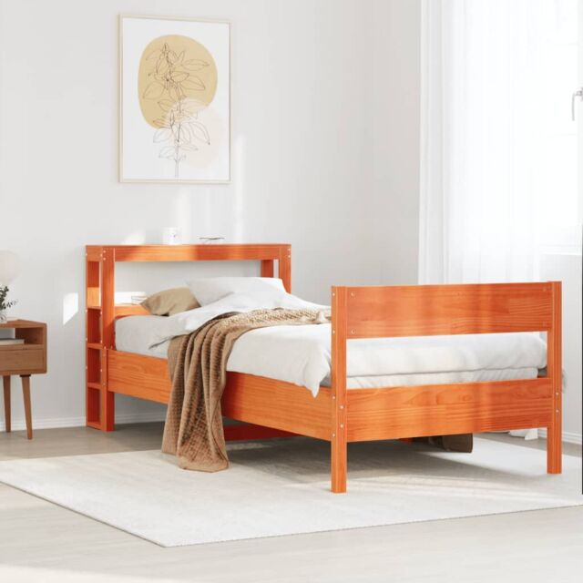 Berkfield Home Bed Frame without Mattress Wax Brown 75x190 cm Small Single Solid Wood Pine - image 1