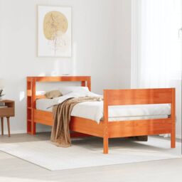 Berkfield Home Bed Frame without Mattress Wax Brown 75x190 cm Small Single Solid Wood Pine - thumbnail 1