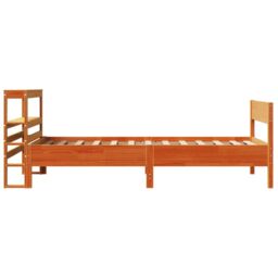 Berkfield Home Bed Frame without Mattress Wax Brown 75x190 cm Small Single Solid Wood Pine - thumbnail 5