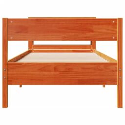 Berkfield Home Bed Frame without Mattress Wax Brown 75x190 cm Small Single Solid Wood Pine - thumbnail 4