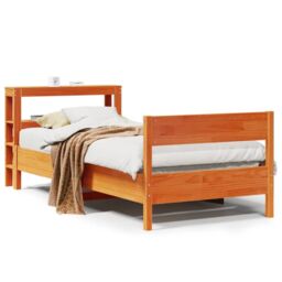Berkfield Home Bed Frame without Mattress Wax Brown 75x190 cm Small Single Solid Wood Pine - thumbnail 2