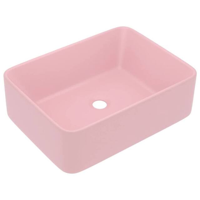 Berkfield Home Luxury Wash Basin Matt Pink 41x30x12 cm Ceramic - Size: 41 x 30 x 12 cm - image 1