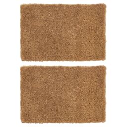 Nicola Spring Premium Handmade Coir Door Mats - 60 x 40cm - Set of 2 in Brown - Size: 40 cm x 60 cm - thumbnail 1