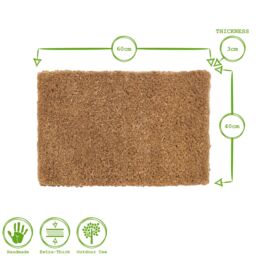 Nicola Spring Premium Handmade Coir Door Mats - 60 x 40cm - Set of 2 in Brown - Size: 40 cm x 60 cm - thumbnail 3